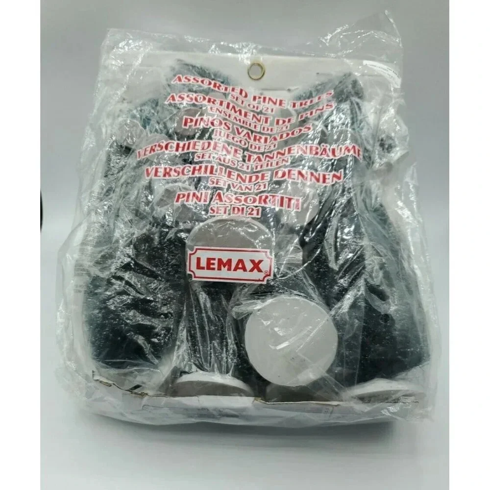 LEMAX Holiday Village 21 Piece Snowy Pine Trees Assorted Sizes-Train Set Accents